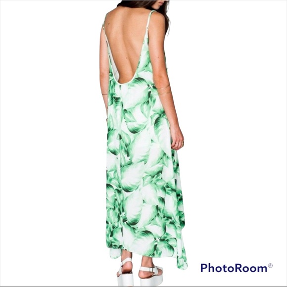 Show Me Your MuMu Dresses & Skirts - Show me Your Mumu Maxi Dress Size Small Leaf Print Green White Open Back